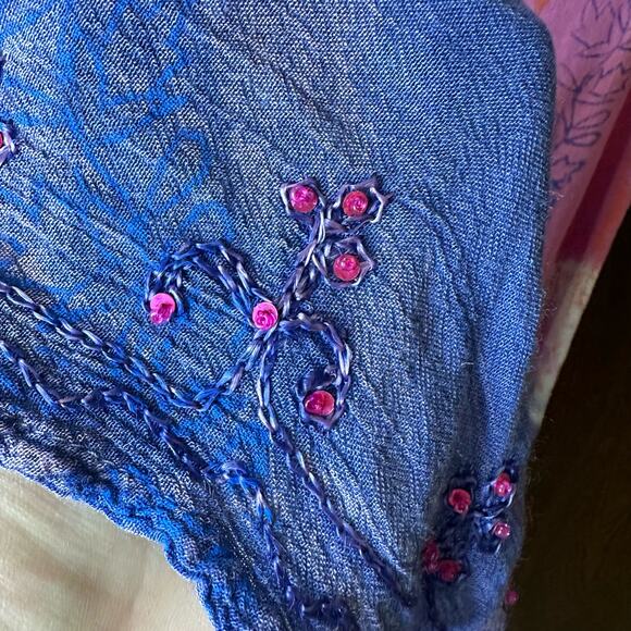 Shoreline Multicolor Tie Dye Hippie Bohemian Embroidered Beaded Thin Dress Sz 1X - Picture 5 of 6